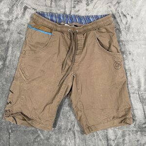 La Sportiva Chico Shorts Mens S Brown Climbing Hiking Elastic Waist Drawstring